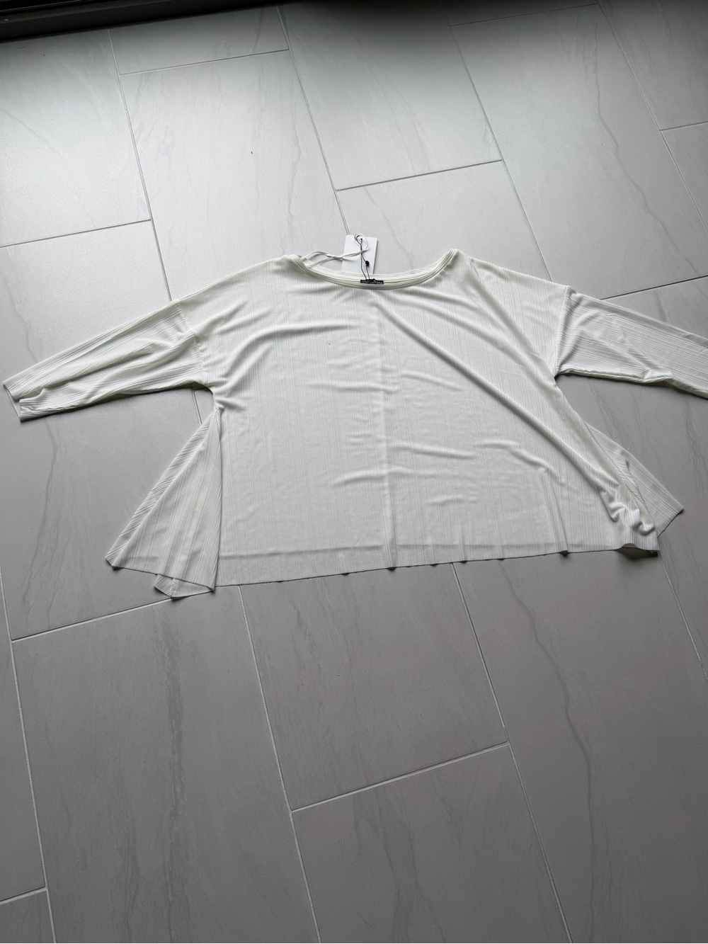 Zara Cream Ribbed Dolman Sleeve Tunic Top